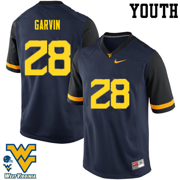 NCAA Youth Terence Garvin West Virginia Mountaineers Navy #28 Nike Stitched Football College Authentic Jersey NG23R67HM